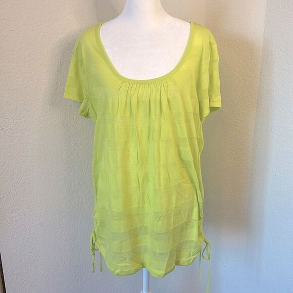 Ladies Beverly Drive Semi Sheer Striped Short Sleeve Round Neck T-Shirt ~ 1X - Picture 1 of 5